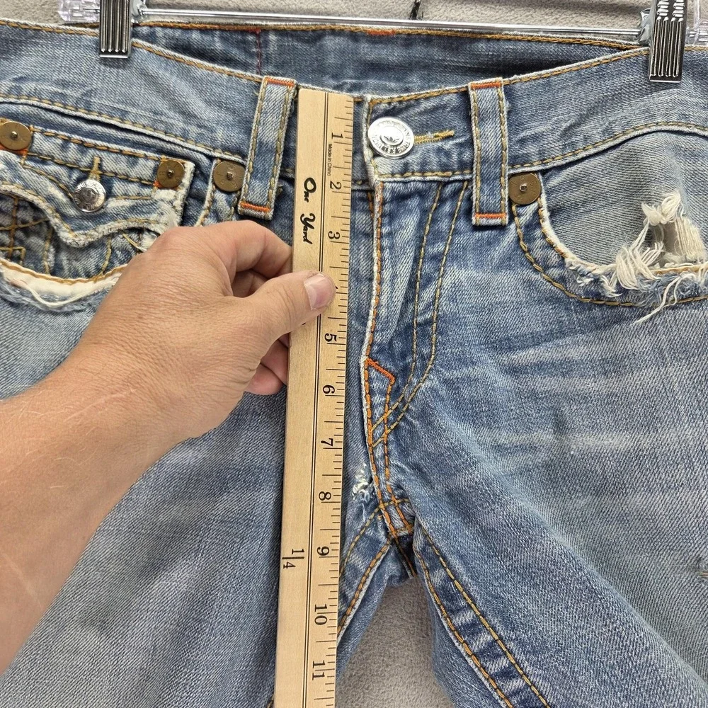 VTG True Religion Jeans Mens Joy Big T Bootcut Flare USA Altered Hem Fits 32x28